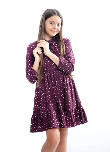 Elegante Niña Adolescente Vestido Verano Moda Retrato Una Adolescente Feliz — Foto de Stock