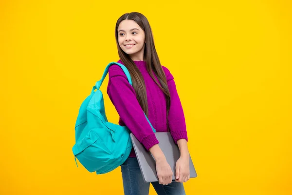 Back School Teenager School Girl Laptop Computer — Zdjęcie stockowe