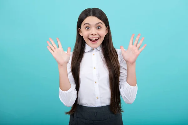 Excited Face Cute Young Teenager Girl Isolated Background Studio Portrait — Fotografia de Stock