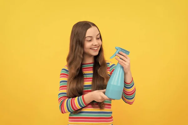 Right Solution Every Spray Task Happy Child Hold Spraying Bottle — Stok fotoğraf