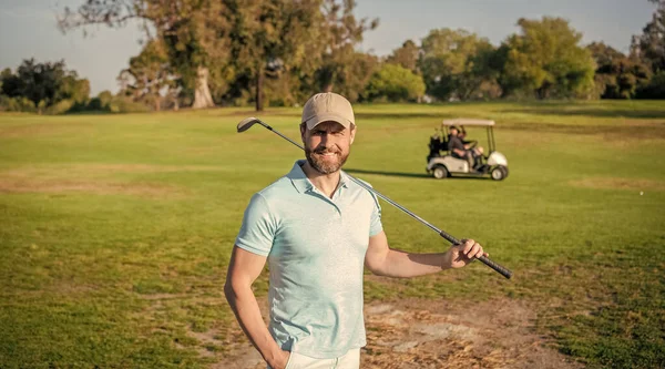 Portrait Smiling Golfer Cap Golf Club Summer — Stock Fotó