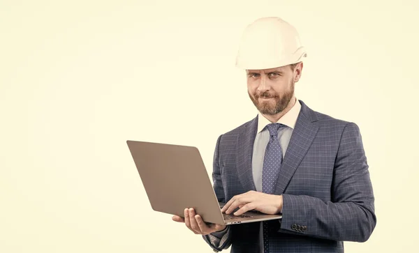 Proteção Dados Segurança Internet Homem Negócios Com Laptop Copiar Trabalho — Fotografia de Stock