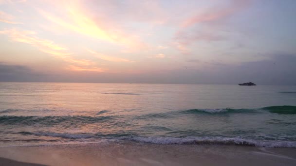 Beautiful Seascape Sunset Sky Ship Horizon Romantic View — 비디오