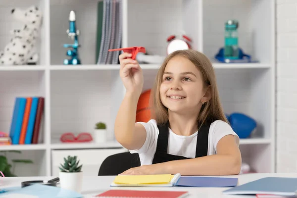 Positive Child Play Paper Plane School Classroom — Photo