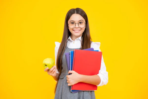 Volta Escola Criança Escolar Estudante Adolescente Menina Com Bagpack Segurar — Fotografia de Stock