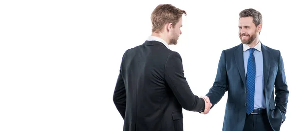 Two Businessmen Colleagues Shaking Hands Successful Business Deal Collaboration Man — ストック写真