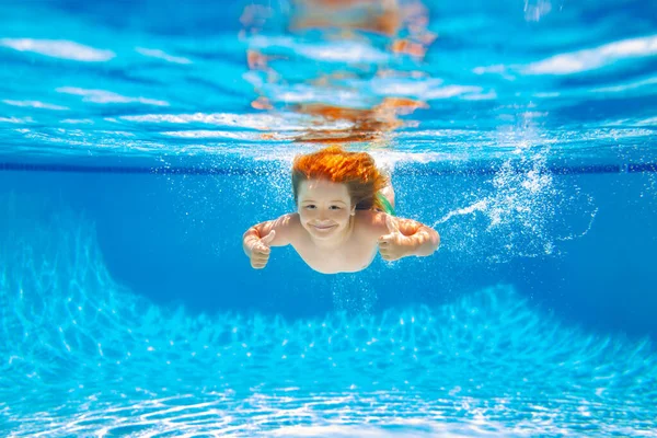 Child Swim Water Sea Kid Swimming Pool Underwater Happy Boy — ストック写真