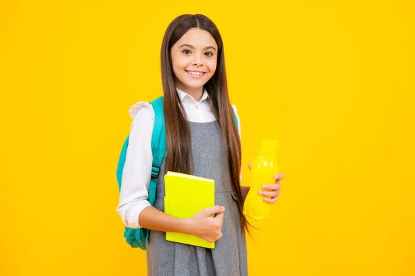 Terug Naar School Student Tiener Meisje Met Waterfles Het Vasthouden — Stockfoto