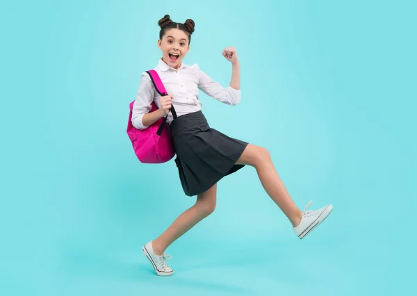 Amazed Teenager School Girl School Uniform Backpack Teenage Girl Student — 스톡 사진
