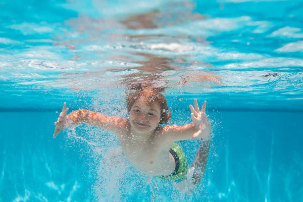 Underwater Child Swimming Pool Cute Kid Boy Swimming Pool Water — ストック写真