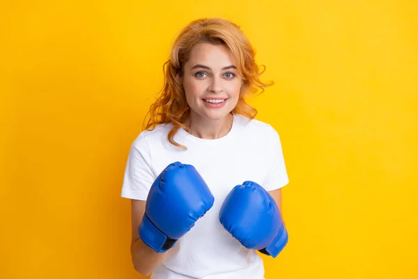 Successful Young Woman Happy Her Success Woman Boxing Gloves — 스톡 사진