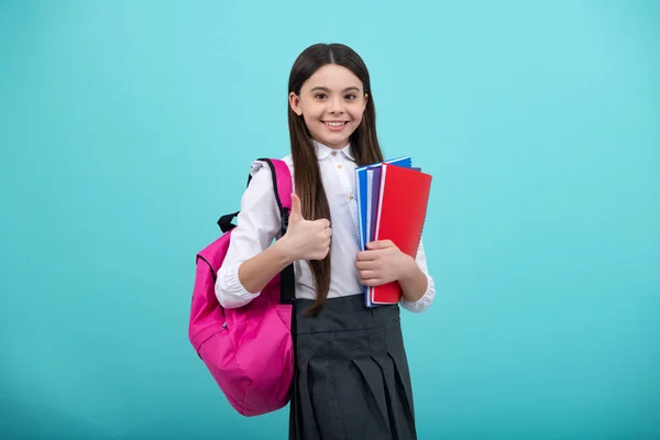 Back School Teenager School Girl Hold Book Copybook Ready Learn — Foto de Stock