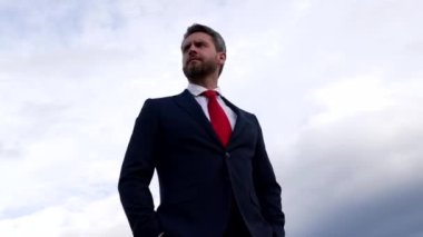 male fashion style for businessman on sky background, business.