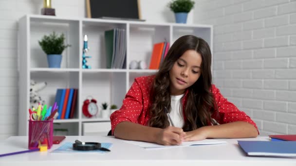 Busy Child Writing Pen Classroom Back School — Video Stock