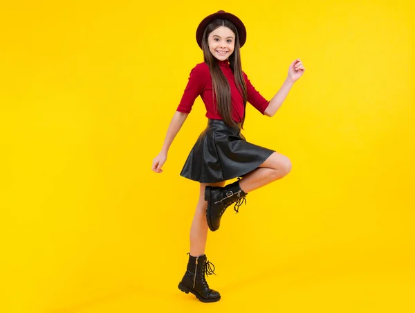 Happy Teenager Portrait Full Size Walk Isolated Studio Wear Hat — Stock fotografie