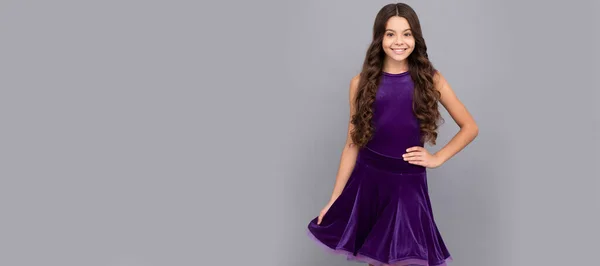 Child Purple Dance Dress Dancing School Child Face Horizontal Poster — 스톡 사진