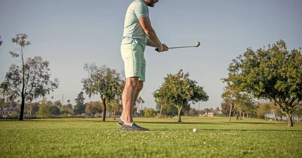 Jogador Golfe Masculino Cortado Campo Profissional Com Grama Verde Golfe — Fotografia de Stock