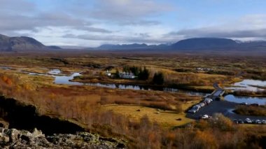 autumn beautiful landscape of iceland. aerial fall landscape iceland view. scenic autumn iceland landscape zoom in