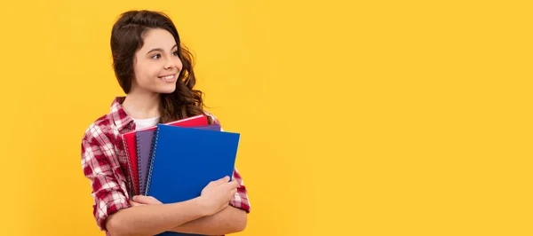 Smiling School Teen Girl Ready Study Notebooks School Portrait Schoolgirl — Stok Foto