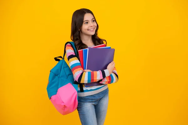 Back School Teenager Schoolgirl Hold Book Copybook Ready Learn School — Stok fotoğraf