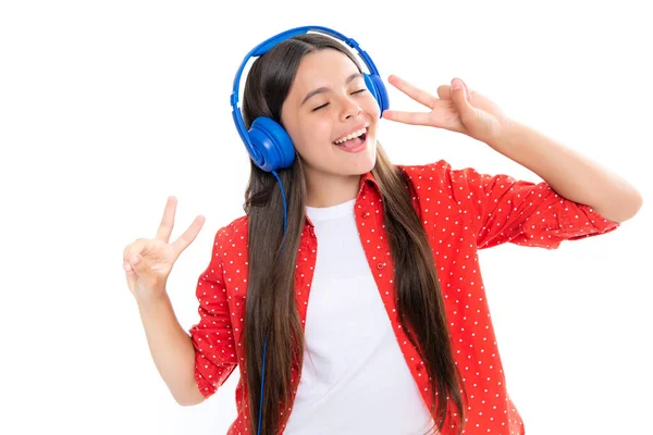 Child Music Concept Teenager Child Girl Dances Rhythm Melody Listens — Foto de Stock