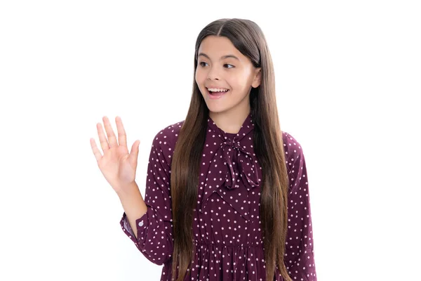 Portrait Happy Smiling Teenage Child Girl Cute Preteen Girl Head — Stockfoto