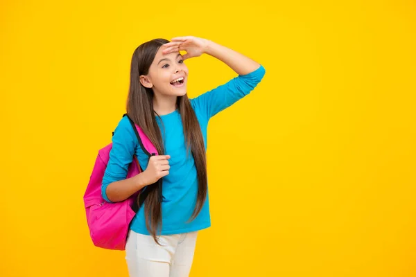 Happy Teenager Portrait School Teen Girl Backpack Teenager Student Isolated — 스톡 사진