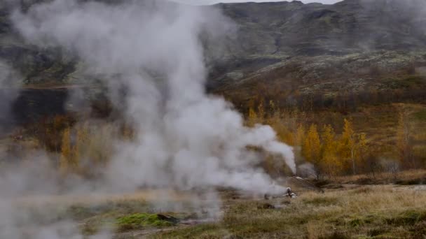 Ατμός Από Γεωθερμική Namafjall Στην Ισλανδία Γεωθερμική Περιοχή Namafjall Hverir — Αρχείο Βίντεο