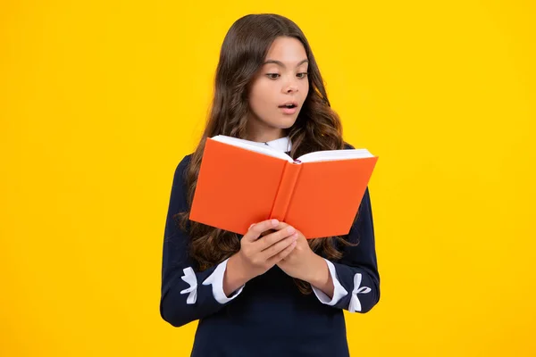 School Child Book Learning Education Surprised Emotions Young Teenager Schoolgirl — Fotografia de Stock
