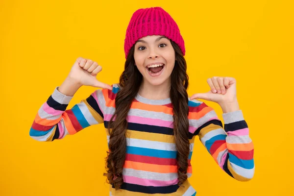 Modern Teenage Girl Year Old Wearing Sweater Knitted Hat Isolated — ストック写真