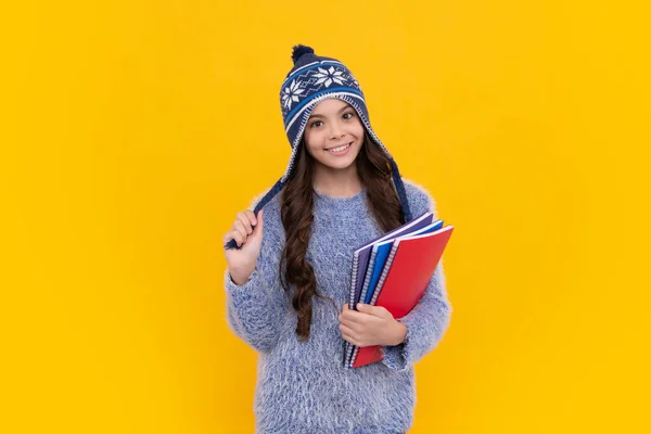 School Girl Teenager Child Student Backpack Warn Hat Isolated Background — Stockfoto