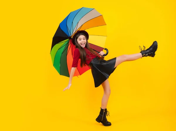 Fashion Autumn Kids Weather Child Teenager Girl Umbrella Skirt Boots — Zdjęcie stockowe