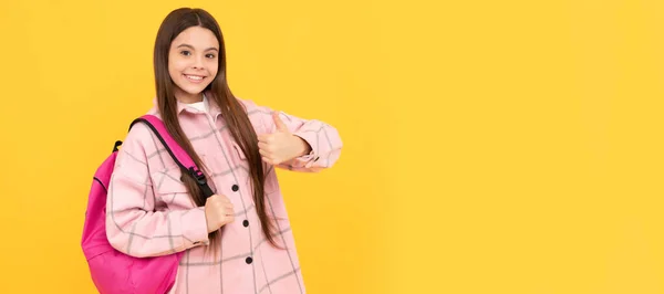 Herfstschool Gelukkig Kind Meisje Dragen Roze Geruite Shirt Dragen School — Stockfoto