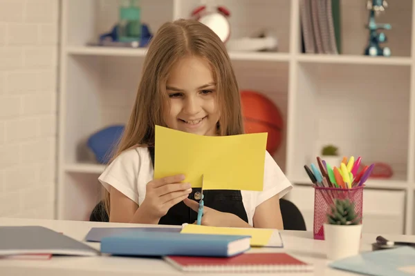Positive Child Cut Paper School Classroom — Zdjęcie stockowe