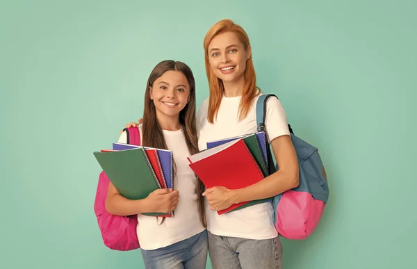 Friendship Back School Childhood Education Happy Pupil Student Mom Teen — Foto de Stock