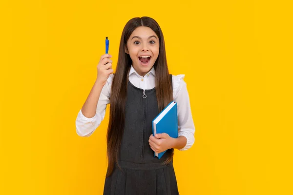 Amazed Teen Girl Teenager School Girl Study Books Learning Knowledge — Fotografia de Stock