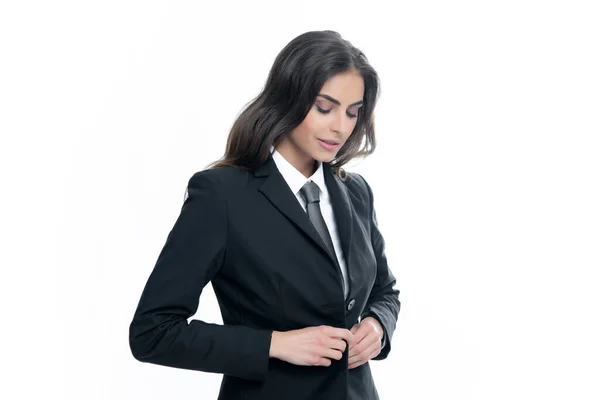Étudiante Jeune Professeur Femme Affaires Costume Cravate Femme Entrepreneure Confiante — Photo