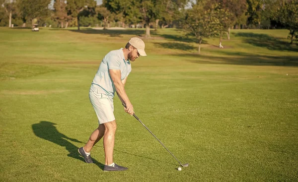 Golfer Volle Länge Mütze Mit Golfschläger Sommer — Stockfoto