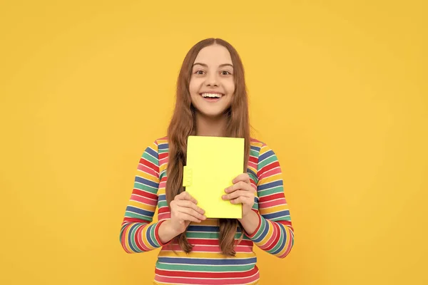 Enjoying Pupils Life Happy Girl Smile Holding Book Back School — стоковое фото