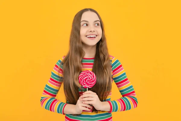 Teenage Girl Lollipop Child Eating Sugar Lollipops Kids Sweets Candy — Stockfoto