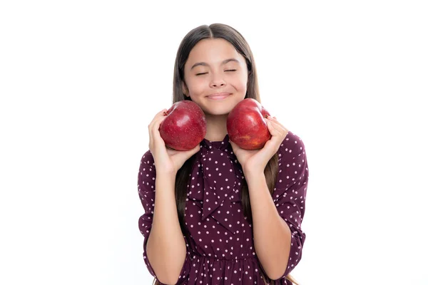 Elmalı Kendinden Emin Genç Bir Kızın Portresi Sağlıklı Bir Şeyler — Stok fotoğraf