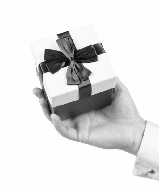 Present Box Hand Isolated White Background Shopping — Stock Fotó
