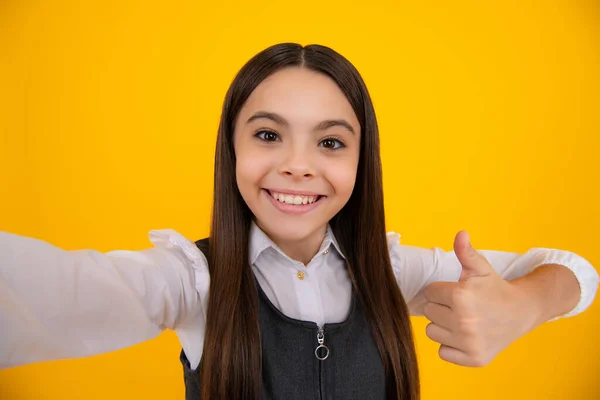 Funny Stylish Young Hippie Teen Girl Making Selfie Happy Teenager — ストック写真