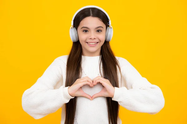 Stylish Teenage Girl Listening Music Headphones Kids Lifestyle Concept Wireless — Photo