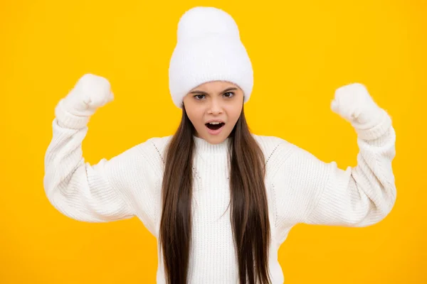 Ragazza Adolescente Arrabbiata Sconvolta Infelice Emozione Negativa Studio Ritratto Tristezza — Foto Stock