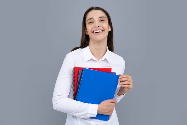 Educação Estudantil Ensino Médio Conceito Universitário Jovem Feliz Segurando Livro — Fotografia de Stock