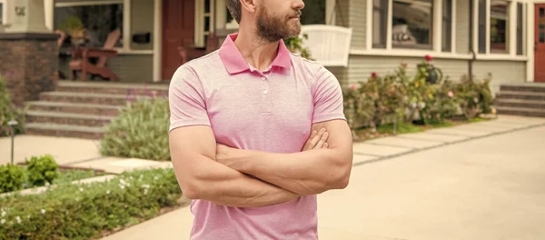 Cropped Bearded Man Homeowner Selling Renting House Businessman — Stock Photo, Image