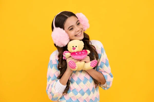 Teenage Girl Embracing Toy Childhood Toys Kids Cute Teen Girl — Fotografia de Stock