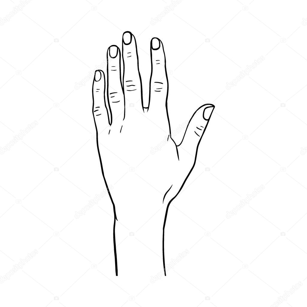 Hand isolated on white, logo vector illustration, hand drawn style concept illustrations