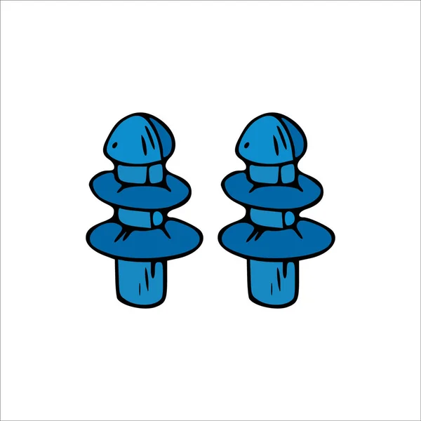 Tappi Orecchie Blu Icona Del Cartone Animato Illustrazione Isolato Vettoriale — Vettoriale Stock